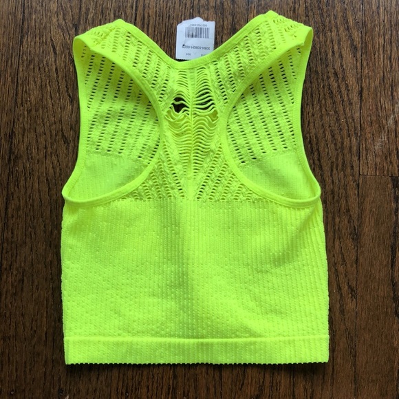 Neon Yellow Cut-Out Stretch Ribbed Crop-Top - Picture 5 of 5
